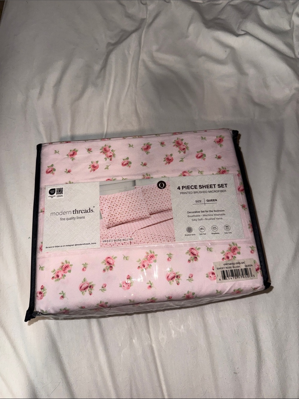 Pink Floral 4-Piece Sheet Set - Queen